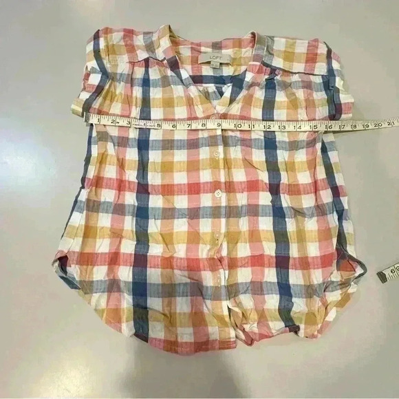 Loft Plaid Button Down Top Size Medium Size XXS Petite - Picture 7 of 9